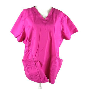 Wonder Flex Women's Scrub Top Pink Size 2 X Large Cotton Blend Medical